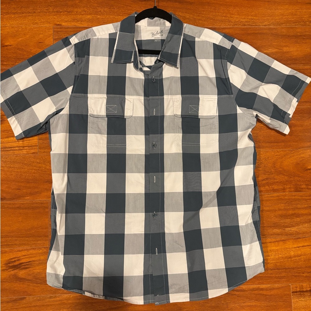 Woolrich Men's Gray and White Plaid Shirt